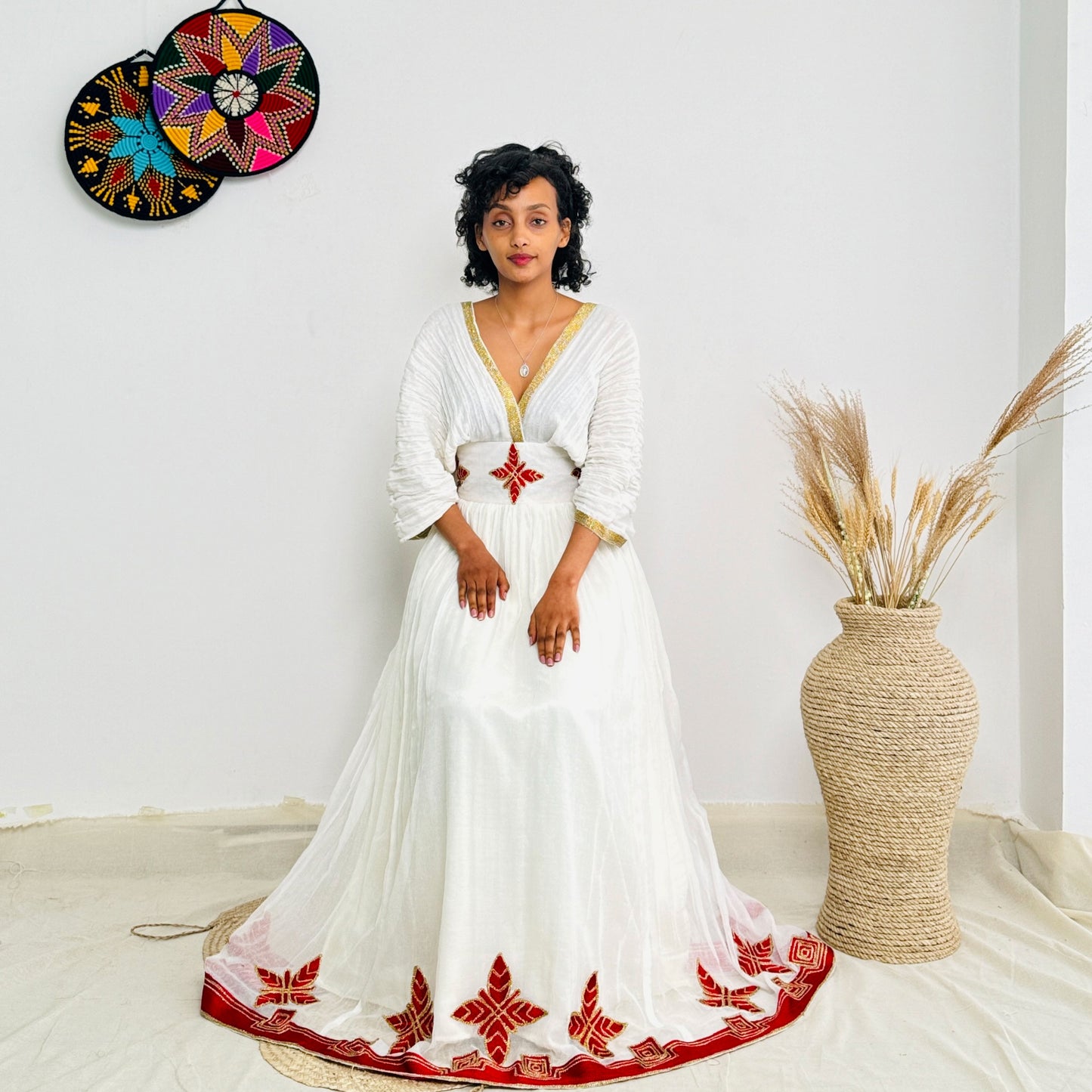 Simple Red Habesha Dress Minimalist Design Habesha Kemis Hab51