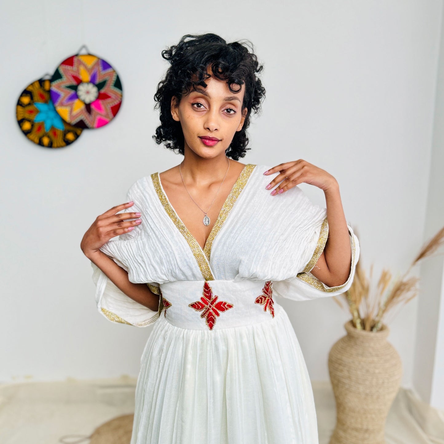 Simple Red Habesha Dress Minimalist Design Habesha Kemis Hab51