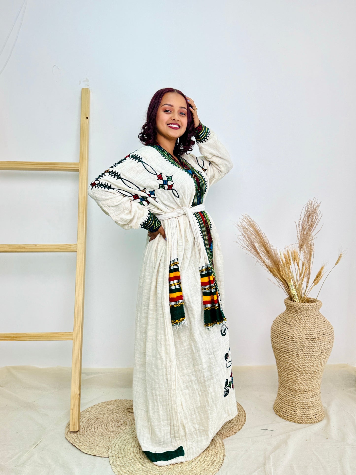 Gondar Ethiopian Dress with Elegant Traditional Patterns Hab12