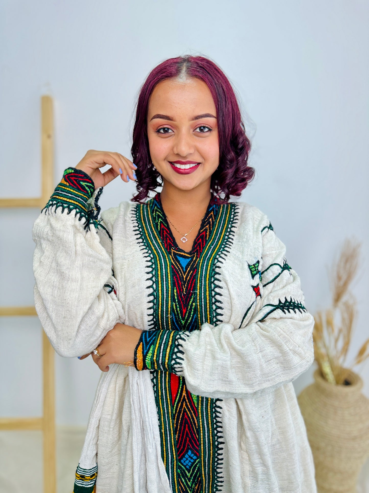 Gondar Ethiopian Dress with Elegant Traditional Patterns Hab12