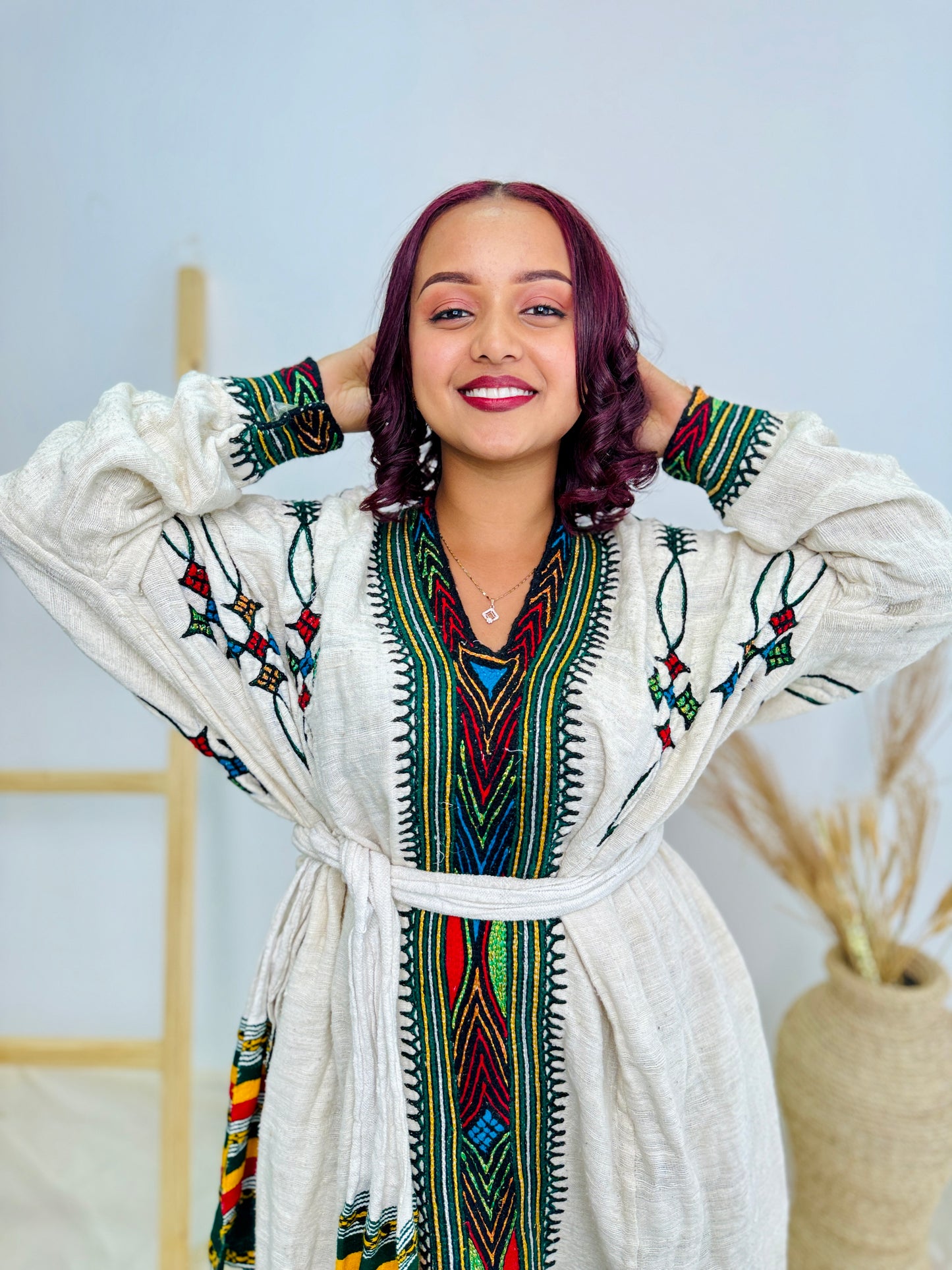 Gondar Ethiopian Dress with Elegant Traditional Patterns Hab12