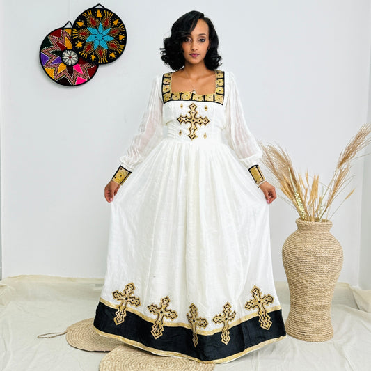 Black and Golden Habesha Dress for Everyday Elegance Hab11