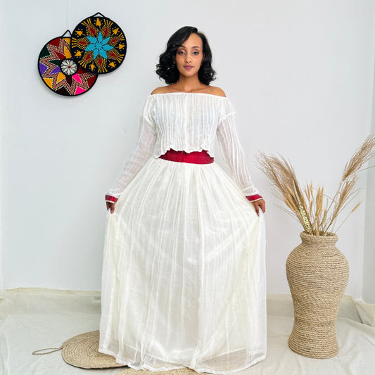 Modern Red Habesha Dress