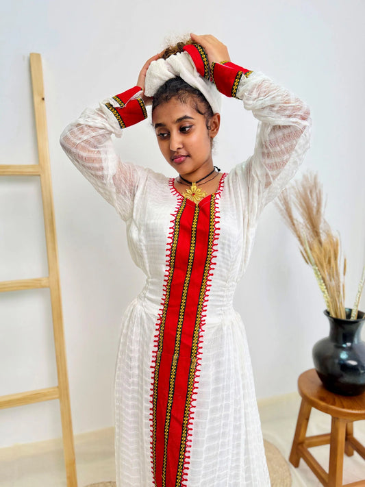 Traditional Ethiopian Dress | Habesha Kemis | Handwoven Cotton Dress | Ethiopian Cultural Dress | Eritrean Dress | Handmade Hab184