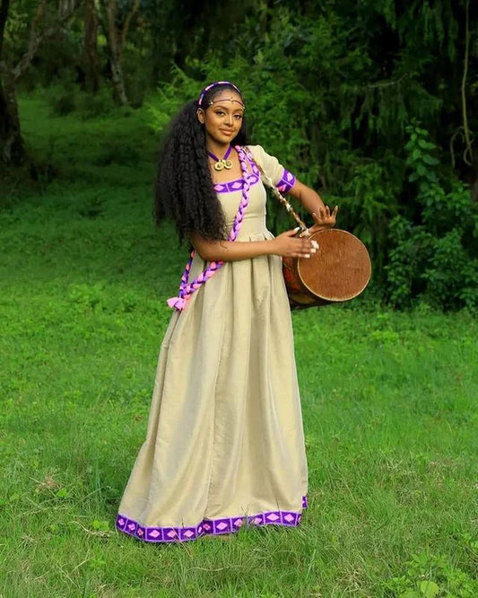 Meron - Purple Handmade Ashenda Kemis |Simple Habesha Kemis Hab296