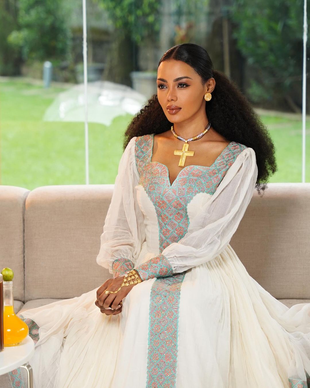 Aster Light Handwoven Habesha Dress | Minimalist Ethiopian Kemis Hab311