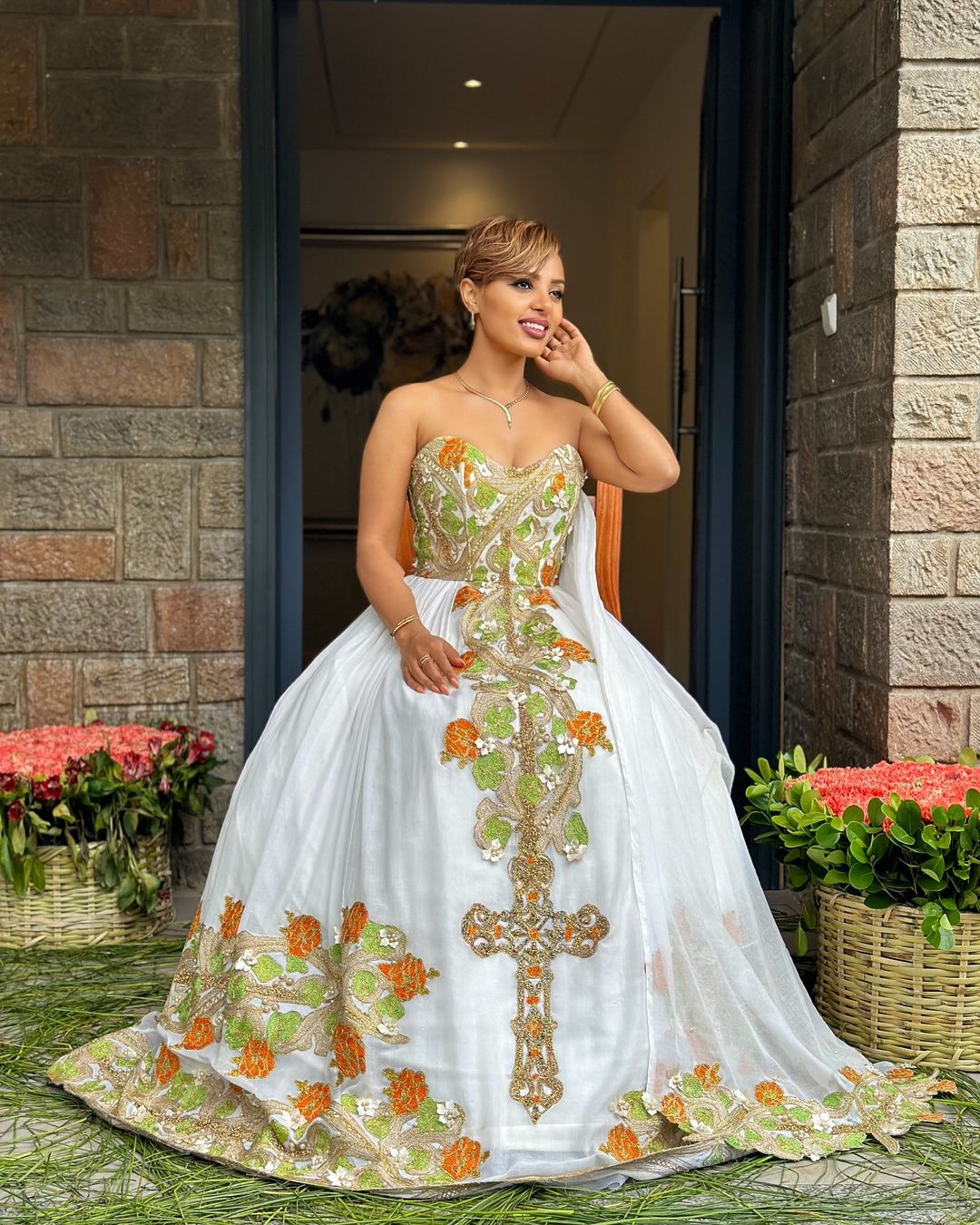 ZEMAWIT ETHIOPIAN TRADITIONAL CLOTH | WHITE HABESHA KEMIS | CULTURAL HABESHA DRESS