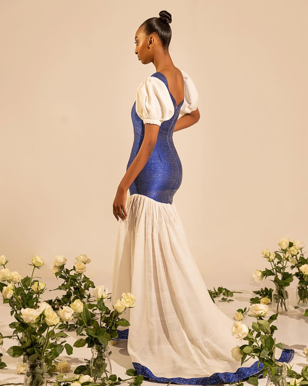 ELBETHEL BLUE AND WHITE ETHIOPIAN CLOTH | STUNNING HABESHA KEMIS WITH SOPHISTICATED CULTURAL EMBROIDERY | ELEGANT HABESHA DRESS