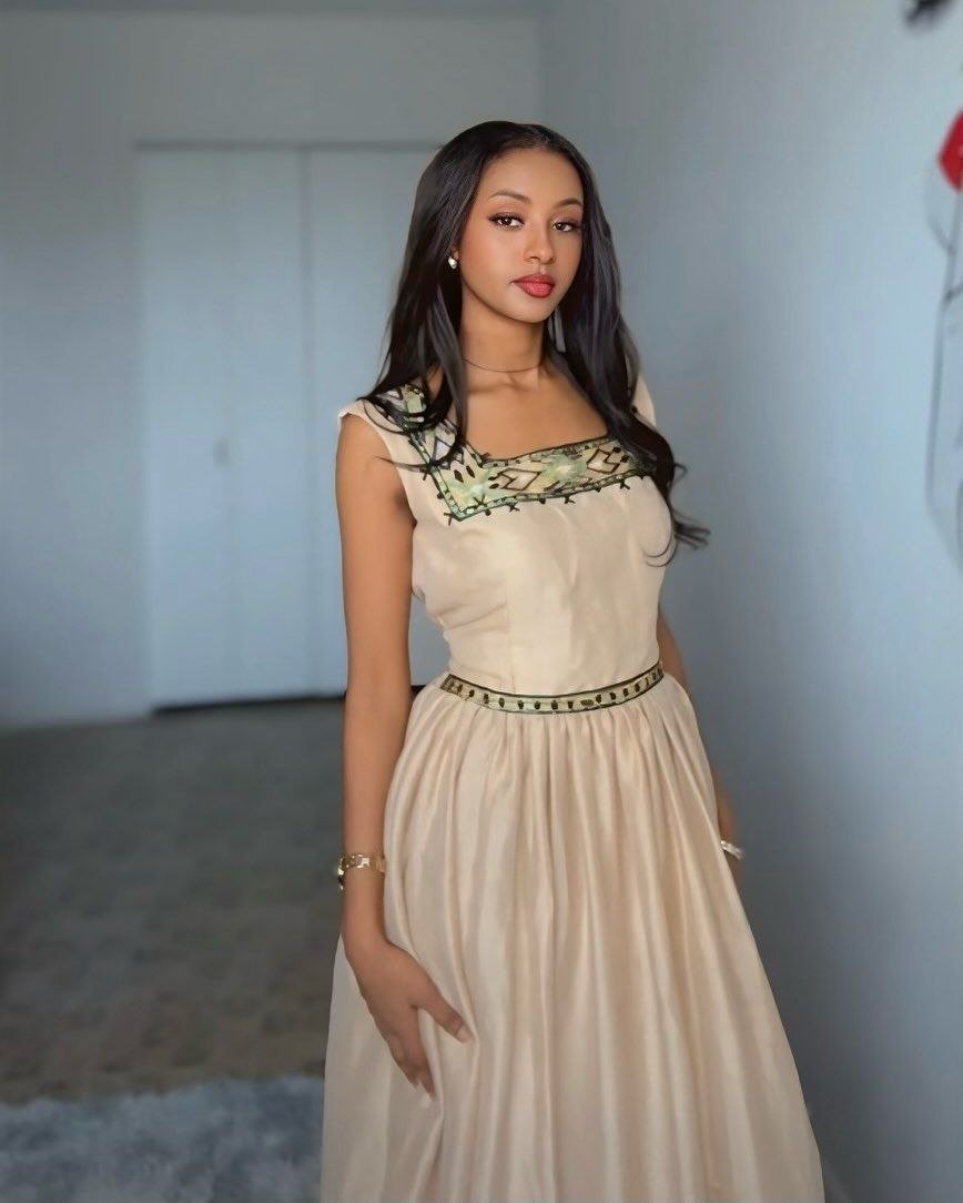 ELSABETH ETHIOPIAN TRADITIONAL DRESS | MINIMALIST HABESHA KEMIS | SIMPLE HABESHA DRESS
