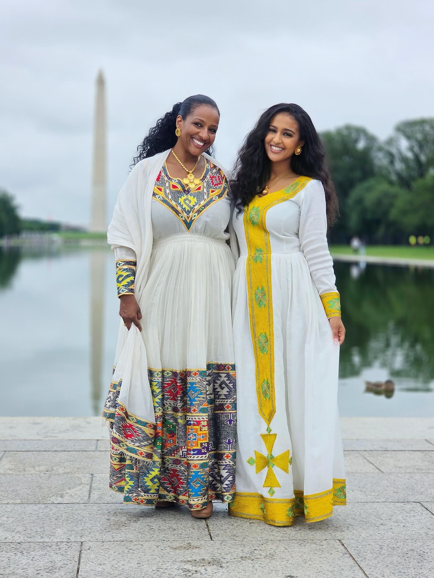 EMEBET ERITREAN HABESHA DRESS | TRADITIONAL YELLOW AND GREEN EMBROIDERY HABESHA KEMIS | TIMELESS TRADITIONAL ETHIOPIAN CLOTHING