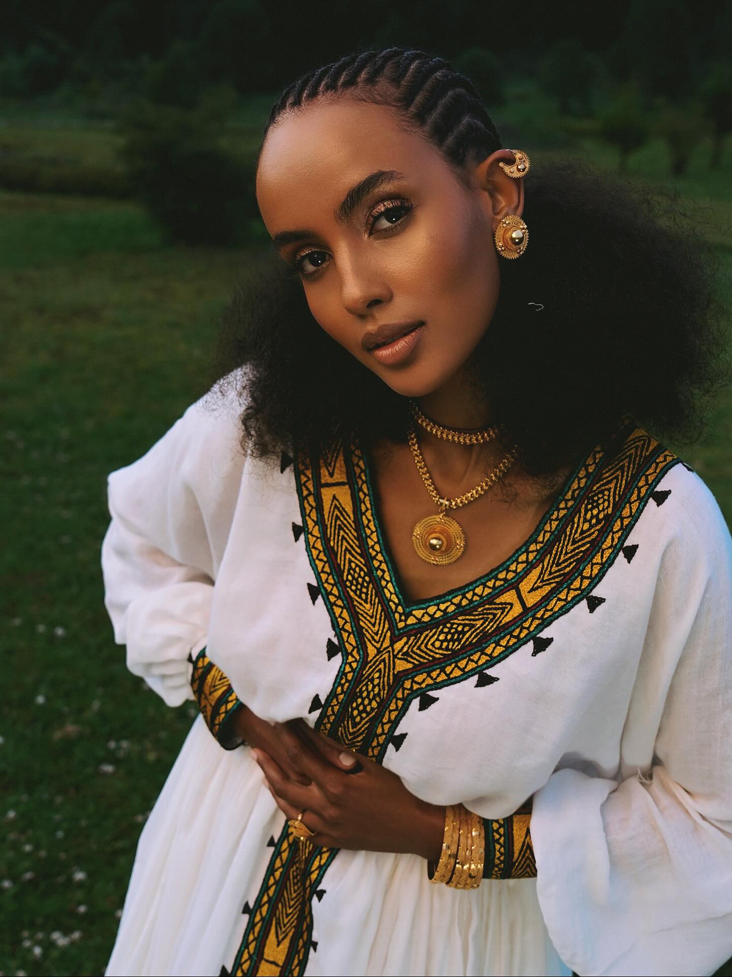 TIHTINA ELEGANT ETHIOPIAN HABESHA KEMIS | BLACK AND GOLD TILF DESIGN HABESHA DRESS | CULTURAL ETHIOPIAN DRESS FOR HOLIDAYS