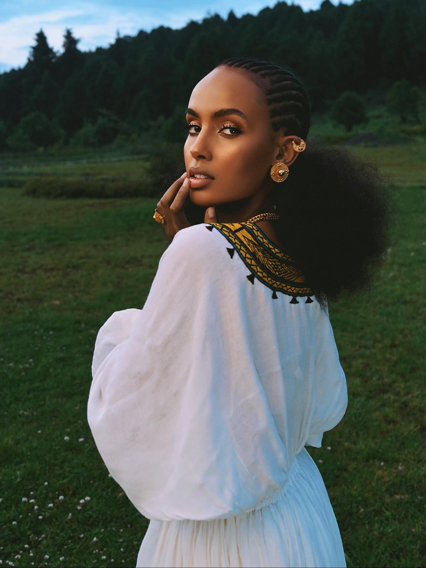 TIHTINA ELEGANT ETHIOPIAN HABESHA KEMIS | BLACK AND GOLD TILF DESIGN HABESHA DRESS | CULTURAL ETHIOPIAN DRESS FOR HOLIDAYS