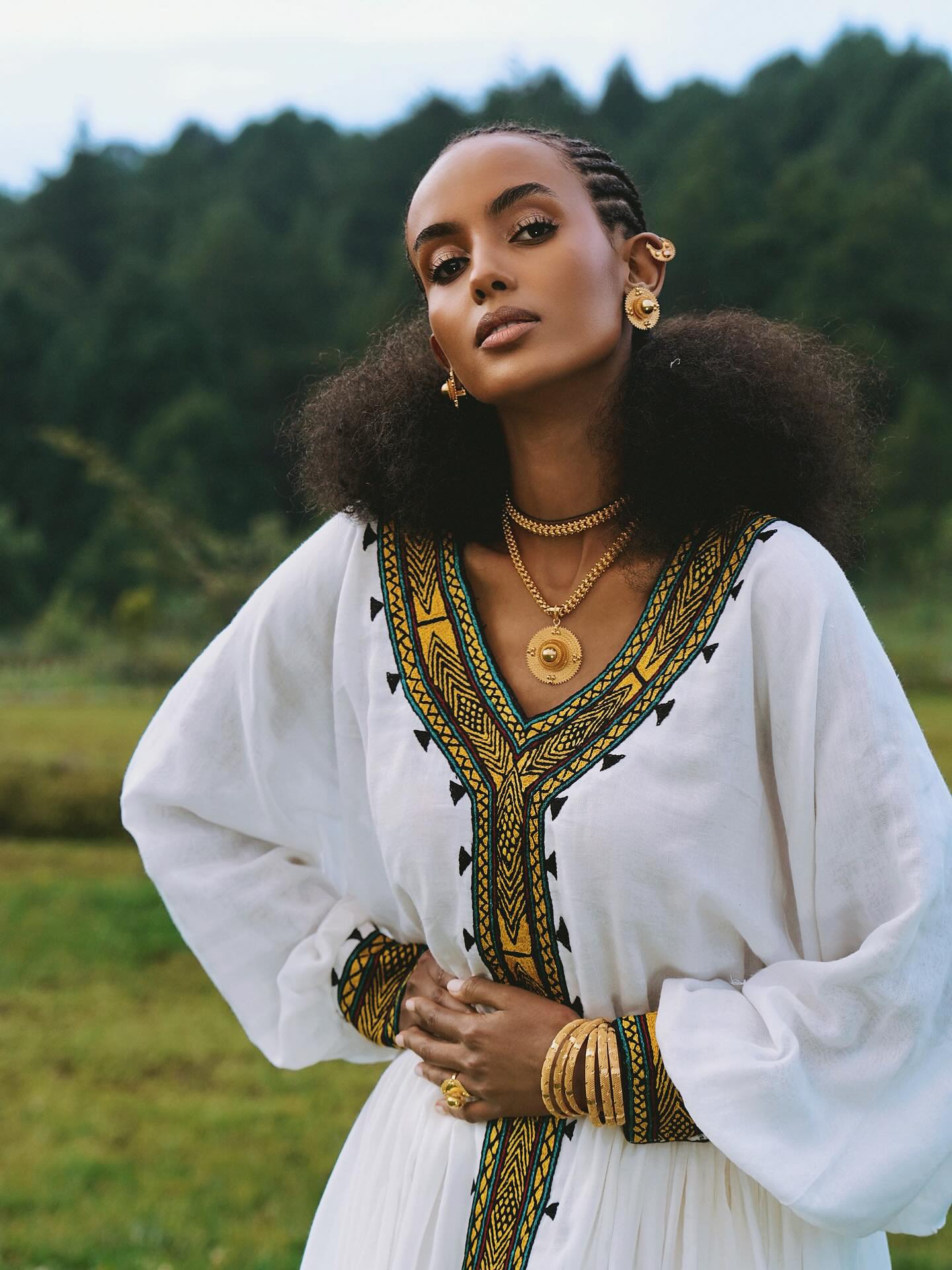 TIHTINA ELEGANT ETHIOPIAN HABESHA KEMIS | BLACK AND GOLD TILF DESIGN HABESHA DRESS | CULTURAL ETHIOPIAN DRESS FOR HOLIDAYS