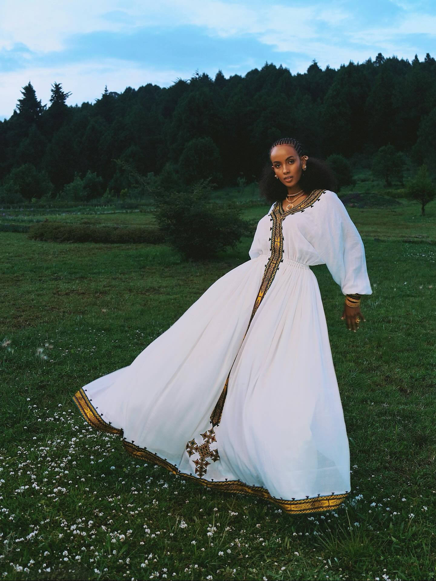 TIHTINA ELEGANT ETHIOPIAN HABESHA KEMIS | BLACK AND GOLD TILF DESIGN HABESHA DRESS | CULTURAL ETHIOPIAN DRESS FOR HOLIDAYS