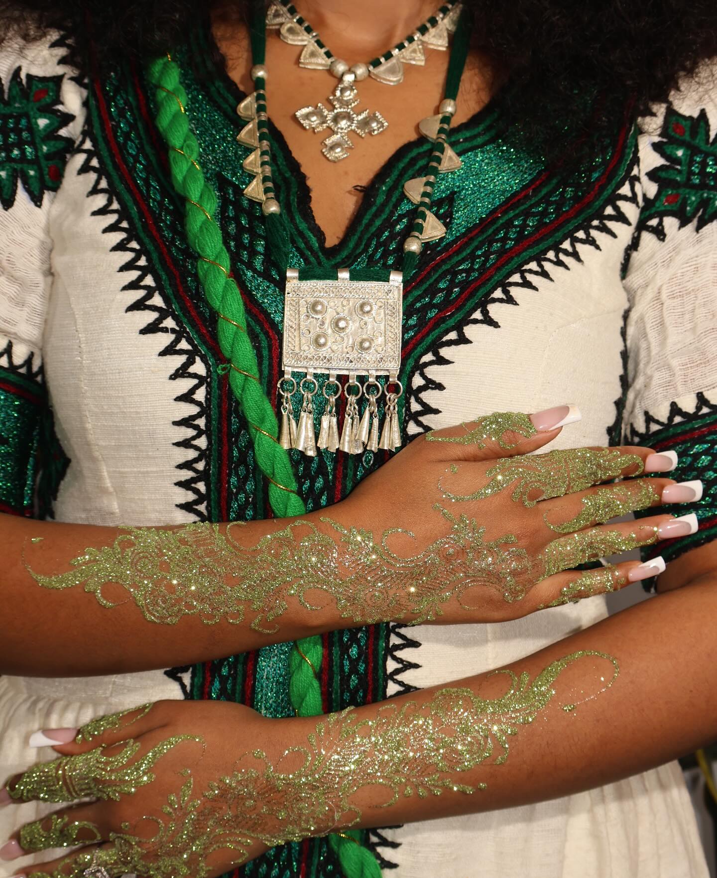 RIBKA ERITREAN CULTURAL DRESS | GREEN EMBROIDERY CULTURAL HABESHA DRESS | STYLISH HABESHA KEMIS FOR HOLIDAYS