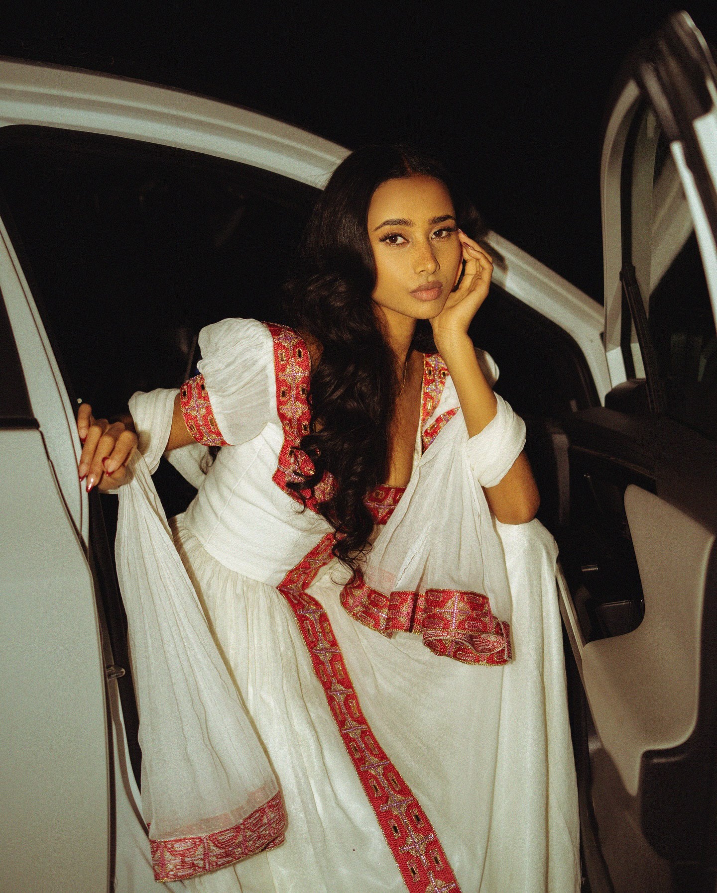 FILAGOT RED EMBROIDERY ETHIOPIAN HABESHA KEMIS | CULTURAL HABESHA DRESS FOR SPECIAL OCCASIONS | CULTURAL ETHIOPIAN DRESS