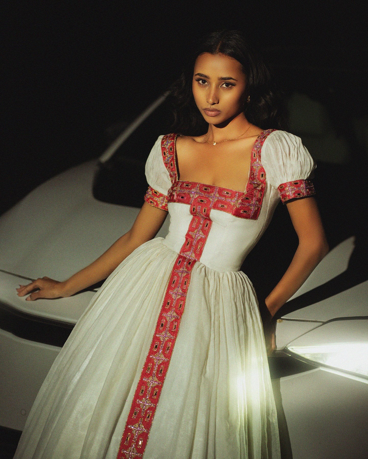 FILAGOT RED EMBROIDERY ETHIOPIAN HABESHA KEMIS | CULTURAL HABESHA DRESS FOR SPECIAL OCCASIONS | CULTURAL ETHIOPIAN DRESS