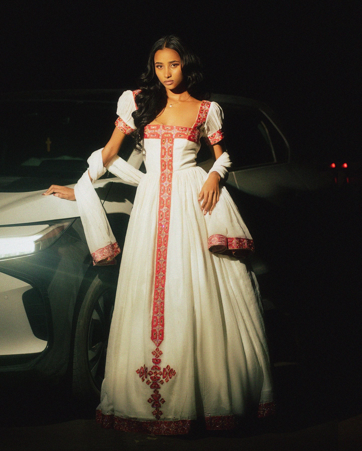 FILAGOT RED EMBROIDERY ETHIOPIAN HABESHA KEMIS | CULTURAL HABESHA DRESS FOR SPECIAL OCCASIONS | CULTURAL ETHIOPIAN DRESS