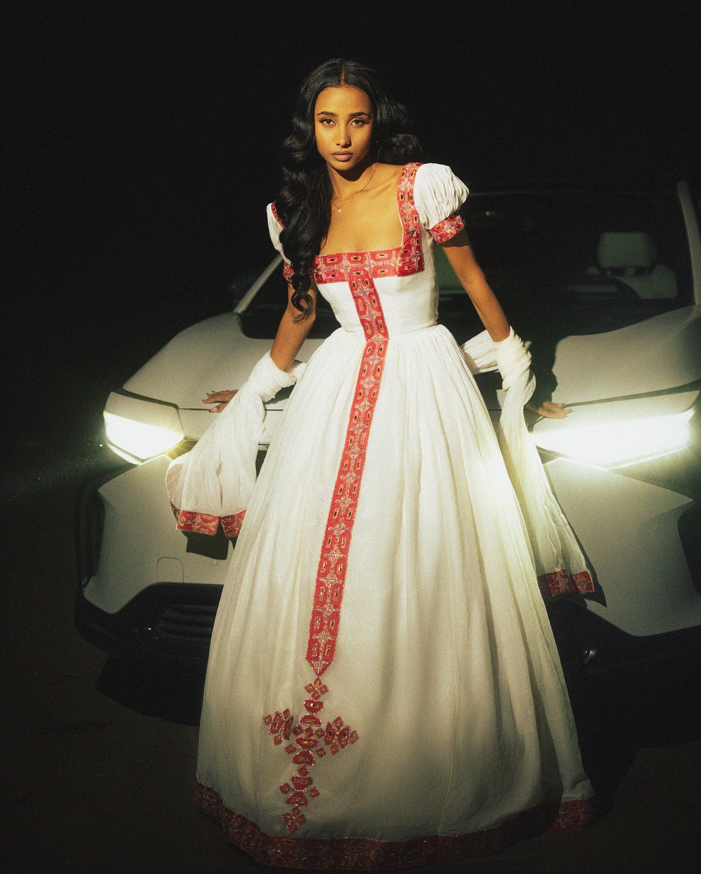 FILAGOT RED EMBROIDERY ETHIOPIAN HABESHA KEMIS | CULTURAL HABESHA DRESS FOR SPECIAL OCCASIONS | CULTURAL ETHIOPIAN DRESS