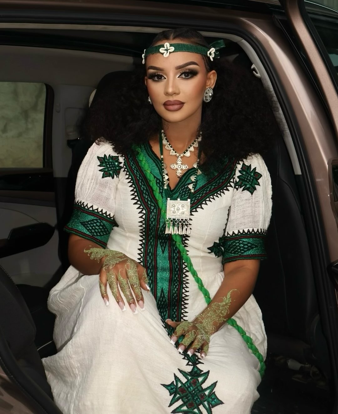 RIBKA ERITREAN CULTURAL DRESS | GREEN EMBROIDERY CULTURAL HABESHA DRESS | STYLISH HABESHA KEMIS FOR HOLIDAYS